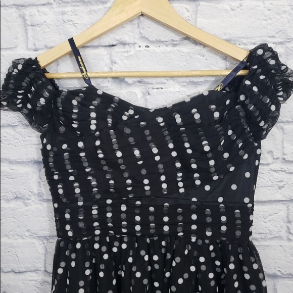 Anthropologie Shoshanna Off the Shoulder Polka Dot Midi Dress - Picture 6 of 11